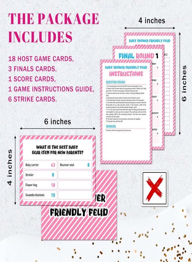 Mueddur Baby Shower Friendly Feud Game, Pink Baby Shower Games for Girl, Sprinkle Activities Decorations for Guests, Gender Reveal Group Games for Adults, 04 - Image 2